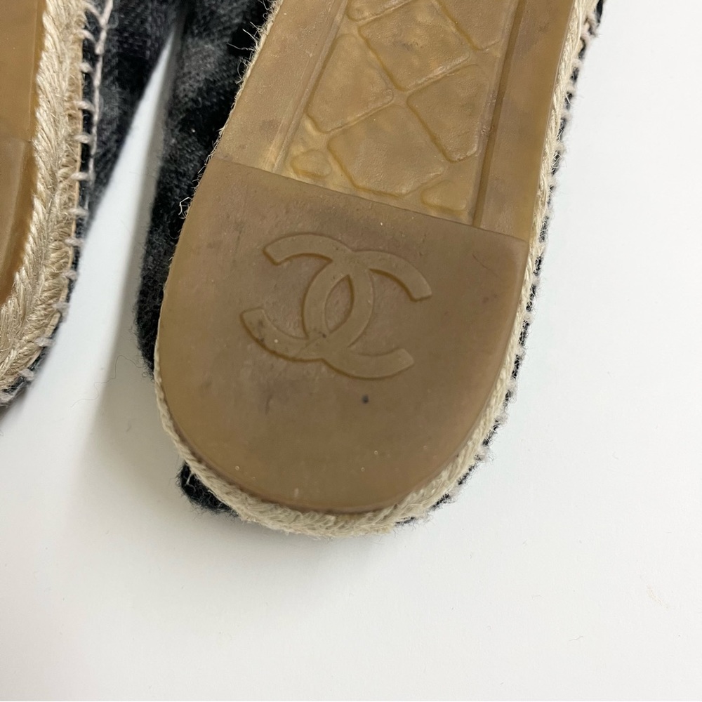 Chanel CC Logo Plaid Wool Espadrilles Size 39 - Picture 9 of 12